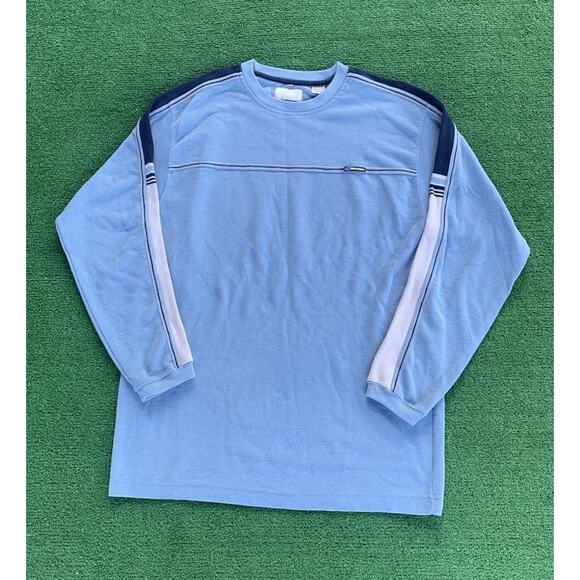 Vintage Y2K Point Zero Shirt Mens Size Large Baby Blue Striped Skater Grunge - Picture 1 of 7